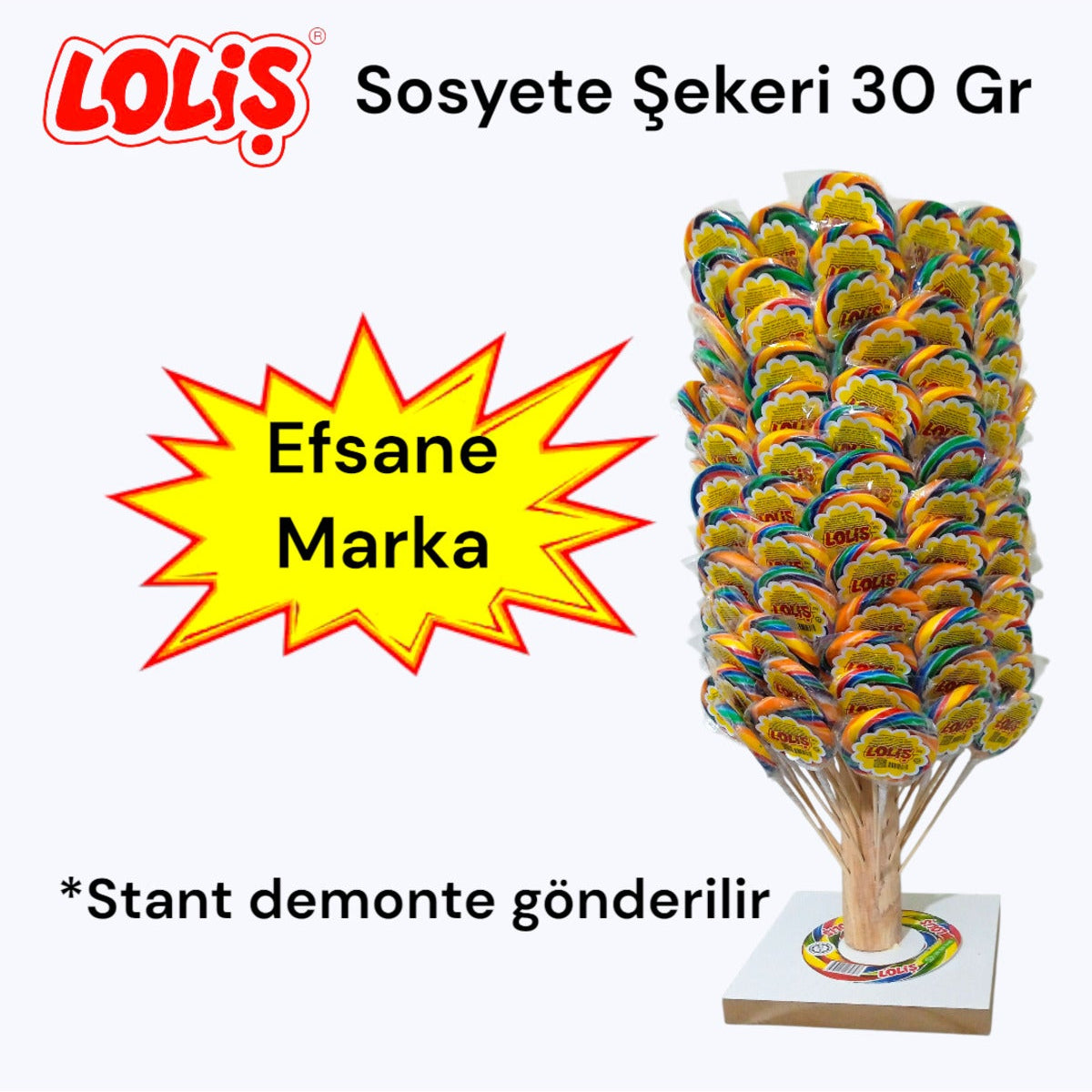LOLİŞ® Sosyete Şekeri 30 Gr (150'li Kutu) Hediye Standlı