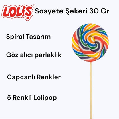 LOLİŞ® Sosyete Şekeri 30 Gr (150'li Kutu) Hediye Standlı
